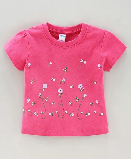 Tango Half Sleeves Top Floral Print - Pink