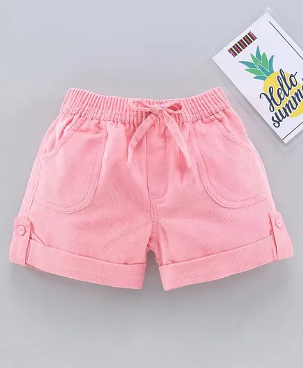 Wonderchild Front Pocketed Drawstring Shorts - Peach
