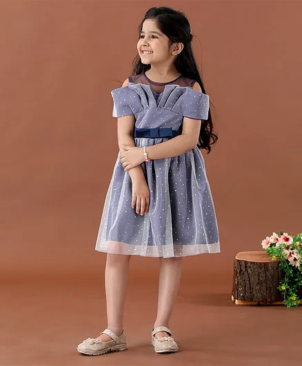 Mark & Mia Studded Cold Shoulder Frock - Blue