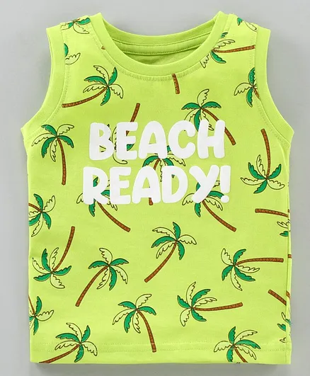 Babyhug Sleeveless Tee Text Print - Green