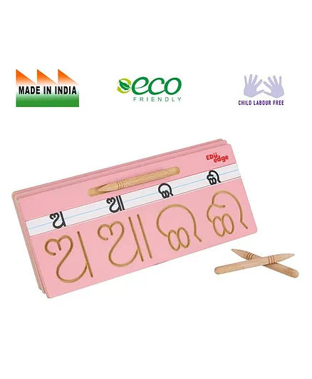 Eduedge Wooden Odiya Vowels Tracing Educational Toy - Pink