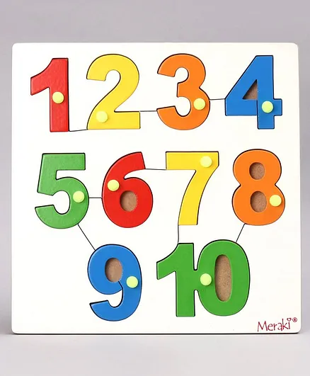 Meraki English Number Tray Knob & Peg Puzzle - 10 Pieces