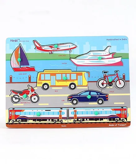 Meraki Modes of Transport Knob and Peg Puzzle - 9 Pieces