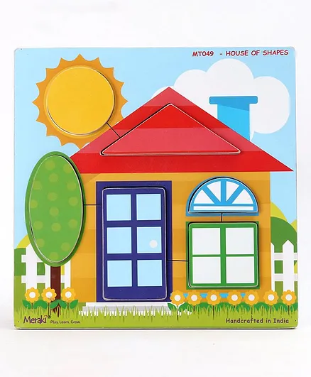 Meraki Wooden House of Shapes Board Puzzle - 6 Pieces