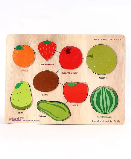 Meraki Wooden Fruits Puzzle Board Puzzle Multicolour - 7 Pieces