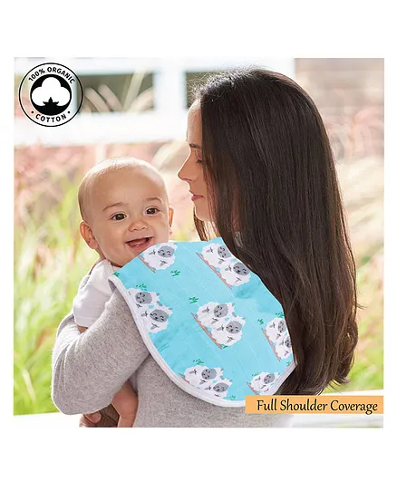Polka Tots 3 Layer Burp Cloth Sheep Print - Blue