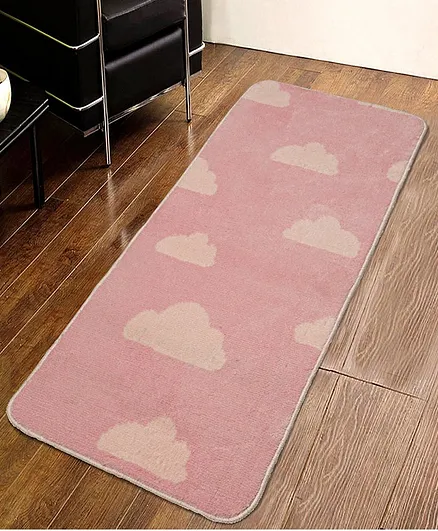 Saral Home Microfiber Floor Runner Cloud Design - Pink