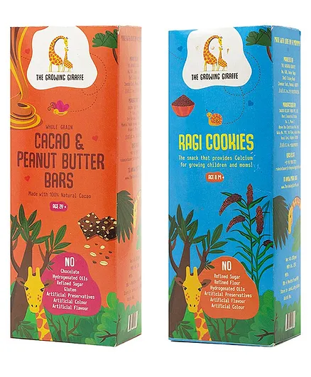 The Growing Giraffe Peanut Butter & Cacao Ragi Cookies Combo Pack - 200 gm Each