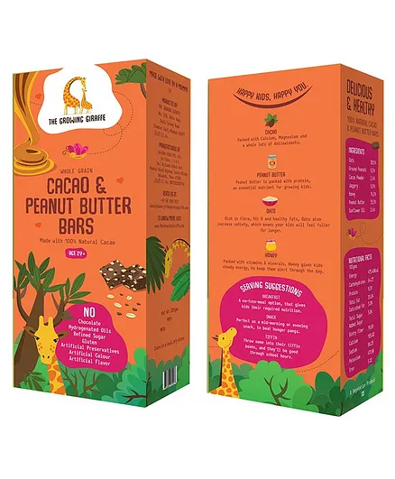 The Growing Giraffe Cacao Peanut Butter Bars - 200 gm