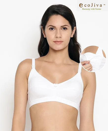Bella Mama Cotton Elastane Anti-bacterial Nursing Bra - White