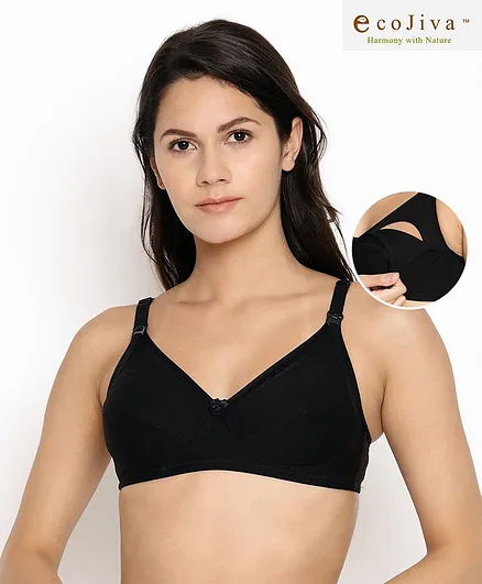 Bella Mama Cotton Blend Anti-bacterial Nursing Bra - Black