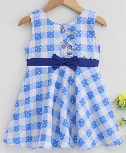 Twetoons Sleeveless Checkered Frock - Blue