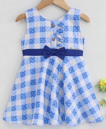 Twetoons Sleeveless Checkered Frock - Blue