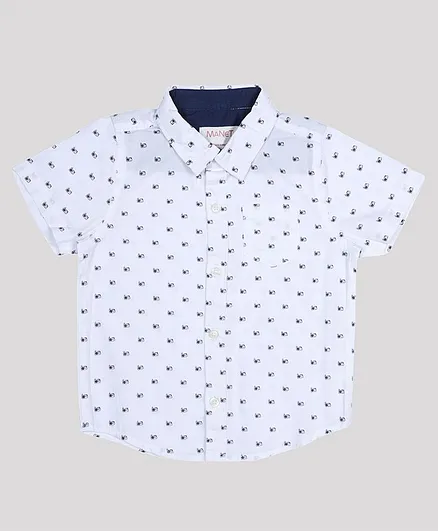 MANET Half Sleeves Camera Print Shirt - White
