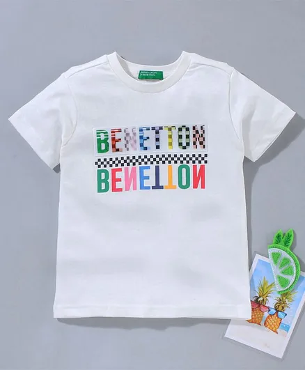 UCB Half Sleeves Tee Text Print - Off White