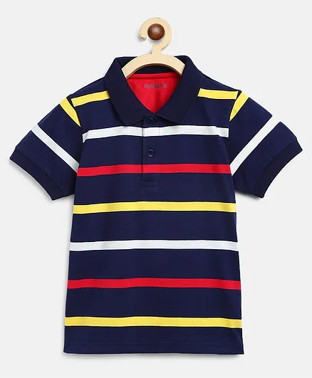 Campana Half Sleeves Striped Polo Tee - Navy Blue