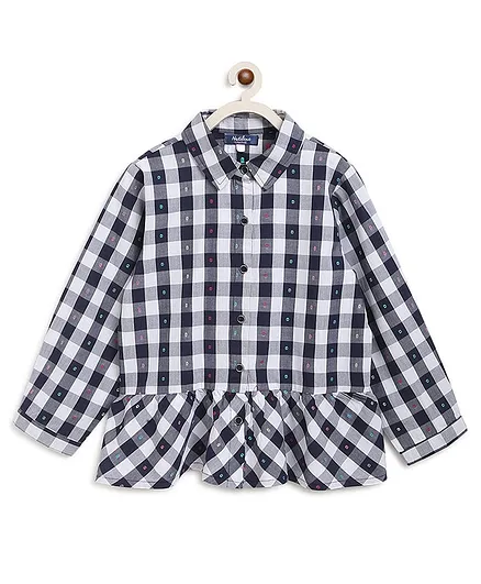 Natilene Full Sleeves Checked Shirt - Black