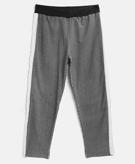 Natilene Tiny Checks Full Length Jeggings - Black