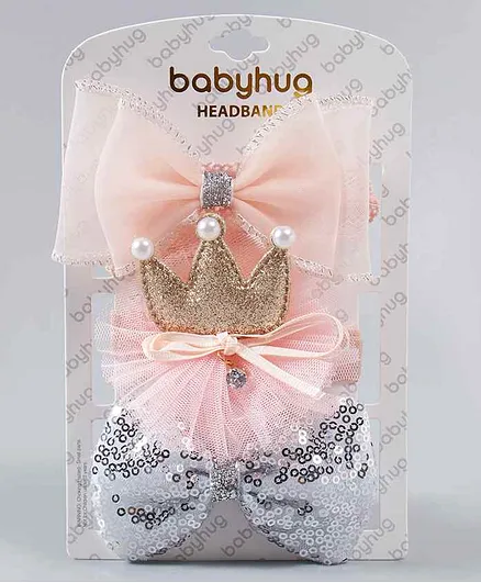 Babyhug Headband with Bow Motif Multicolour - Pack of 3