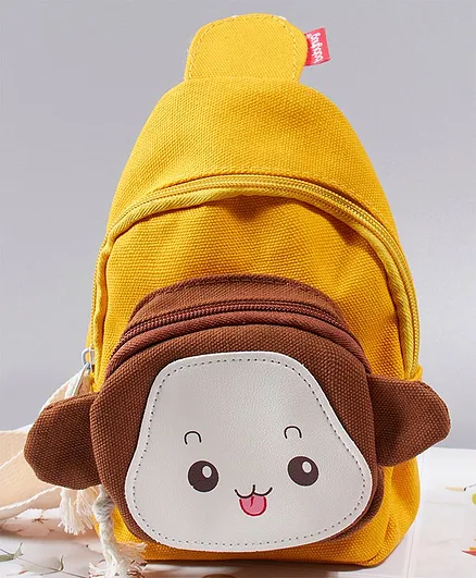 Babyhug Fashion Backpack Monkey Design - Yellow