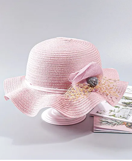Babyhug Applique Flower Hat Light Pink - Diameter 18 cm