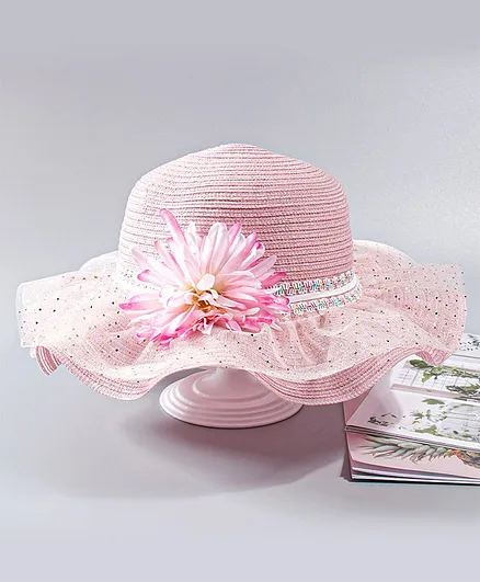 Babyhug Applique Flower Hat Light Purple - Diameter 18 cm