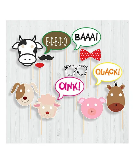 Untumble Farm Animal Theme Photo Props Multicolour - Pack of 13