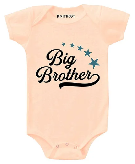 KNITROOT Short Sleeves Big Brother Print Onesie - Peach