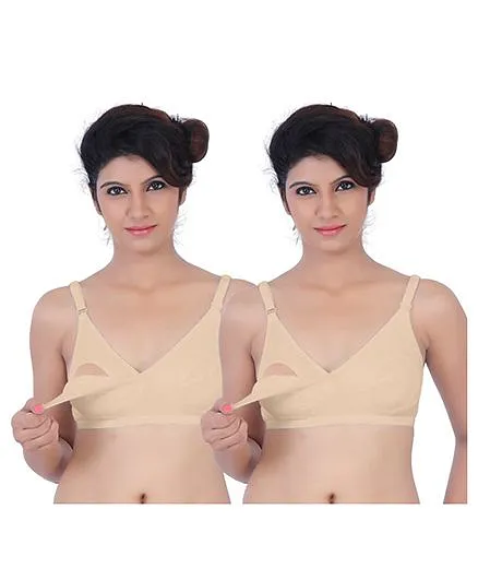 Fabme Nursing Feeding Cotton Bra Beige - Set of 2