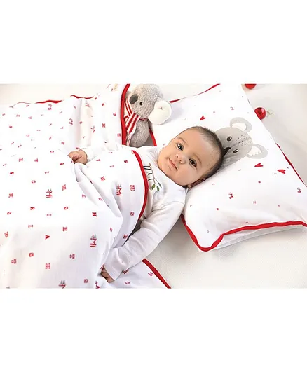 Mi Arcus Christmas Heart Print Teddy With Cushion & Wrapper Gift Set - Muti
