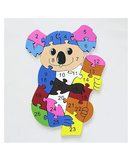 HNT Kids Koala Shape Alphabets and Numbers Wooden Jigsaw Puzzle - 27 Pieces