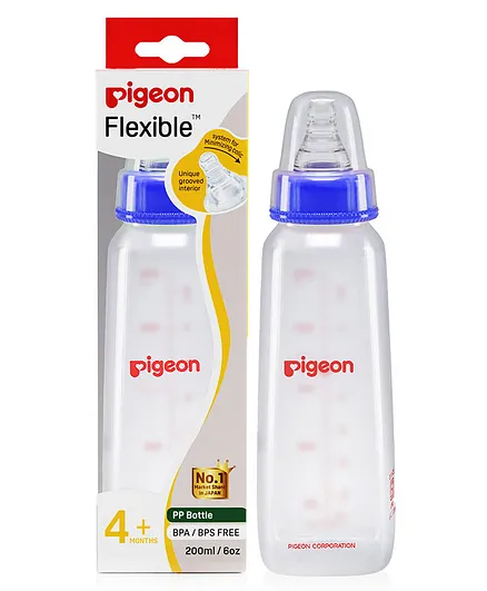 Pigeon Peristaltic Feeding Bottle Nipple Size Medium Blue - 200 ml