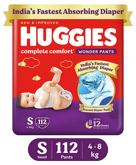 Huggies Wonder Pants Small Pant Style Diapers Pack of 2 - 56 Pieces each