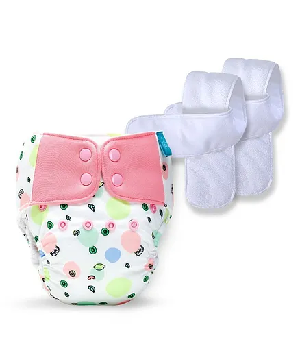 Bumberry Baby Pocket Diaper 2.0 Waterproof Reusable & Adjustable Cloth Diaper with Wetfree Lining & 2 Extralong Wetfree Insert - Fruityline