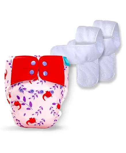 Bumberry Baby Pocket Diaper 2.0 Waterproof Reusable & Adjustable Cloth Diaper with Wetfree Lining & 2 Extralong Wetfree Insert - Baby Elephant