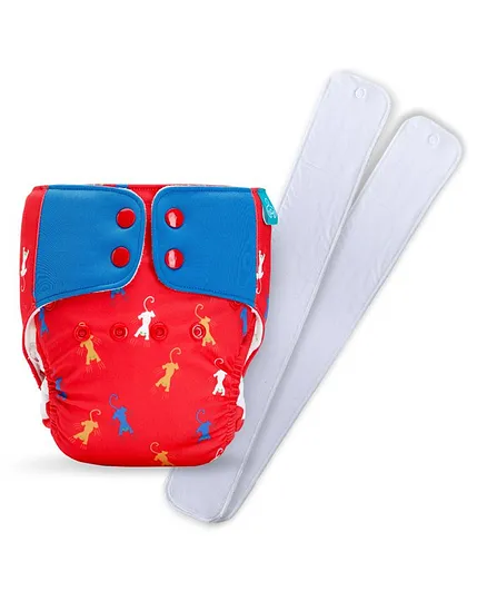 Bumberry Baby Pocket Diaper 2.0 Waterproof Reusable & Adjustable Cloth Diaper with Wetfree Lining & 2 Extralong 100% Cotton Insert - Catscape