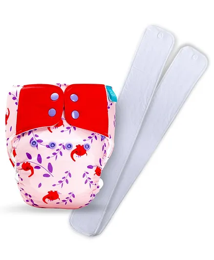 Bumberry Baby Pocket Diaper 2.0 Waterproof Reusable & Adjustable Cloth Diaper with Wetfree Lining & 2 Extralong 100% Cotton Insert - Baby Elephant