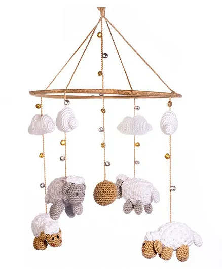 Happy Threads Sheep Dreams Crochet Wind Chimes - Brown White