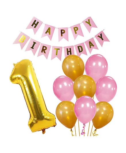 Party Propz 1st Birthday Banner Balloon And Number 1 Foil Balloon Kit - 22 Pieces