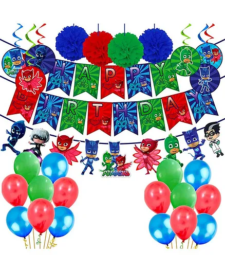 Party Propz PJ Mask Theme Birthday Decoration Combo - Pack of 39