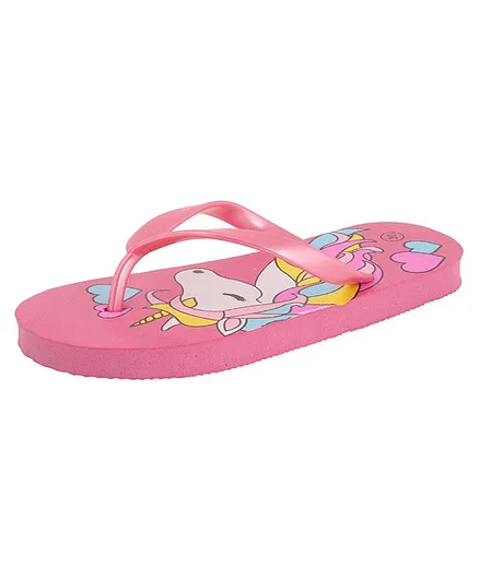 Yellow Bee Unicorn Flip Flops - Pink