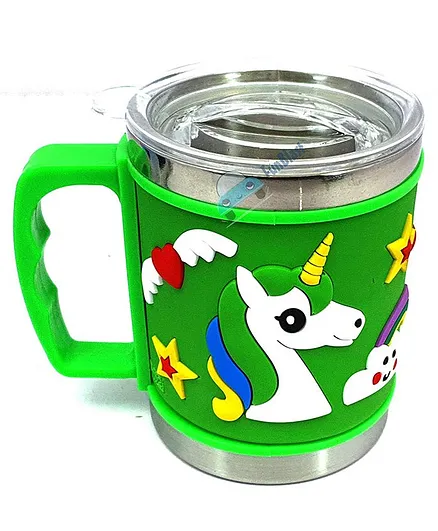 FunBlast Stainless Steel Mug with Lid Green - 350 ml