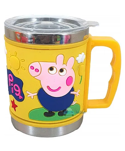 FunBlast Stainless Steel Mug with Lid Yellow - 350 ml