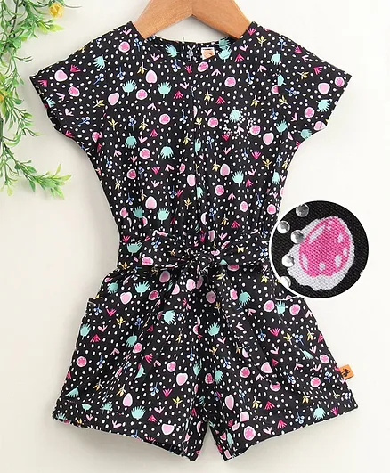 Dew Drops Sleeveless Jumpsuit - Black