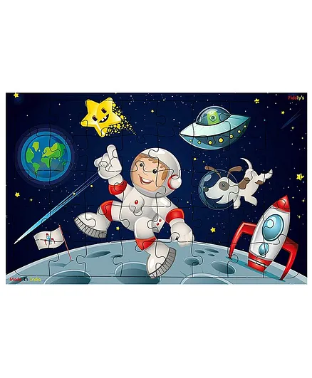 Fiddlys Wooden Jigsaw Space Puzzle Blue - 40 Pieces
