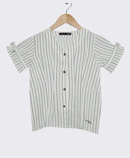 Ziama Half Sleeves Striped Top - Off White