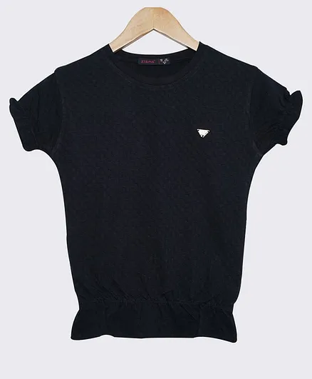 Ziama Short Sleeves Solid Top - Navy Blue