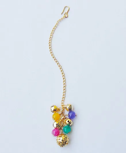 Lime By Manika Beaded Ghungroo Maang Teeka - Multicoloured