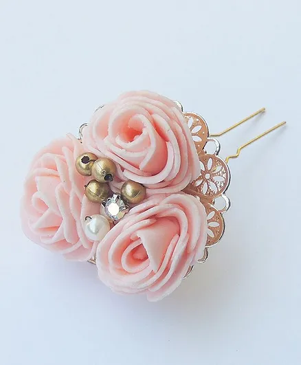 Lime By Manika Flower Embellished Bun Pin - Pink