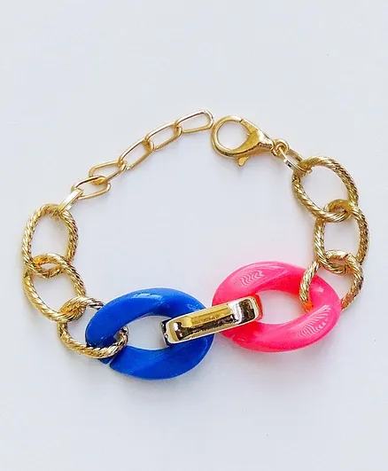 Lime By Manika Chain Bracelet - Pink Blue, Golden